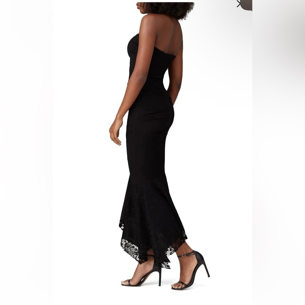 Nicole Miller Strapless Black Lace flounce Size 2 - Picture 5 of 11